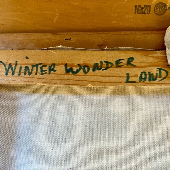 Vintage Oil On Canvas Painting Winter Wonder Land Sine By Jane 22/26 Inch - Picture 5 of 13